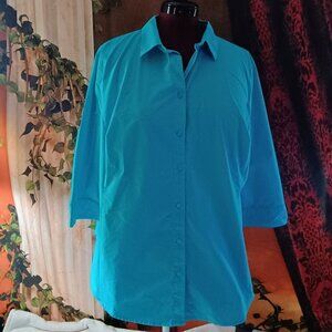 EUC: Worthington Sze. 2X Turquoise Button Down Shirt